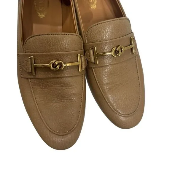 TOD’S Embellished Leather Loafer in Tan